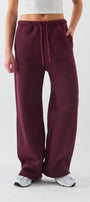 Oversize Unisex Eşofman Altı Bordo – 3 İplik Şardonlu, Bol Paça, Cepli, Modern Rahat Kesim