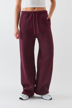 Oversize Unisex Eşofman Altı Bordo – 3 İplik Şardonlu, Bol Paça, Cepli, Modern Rahat Kesim