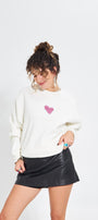 Beyaz Bisiklet Yaka Kadın No Fear Ön ve Baskılı Oversize Sweatshirt