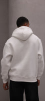Erkek Oversize Sweatshirt Hoodie CHMP Yazlı Baskılı Beyaz – Kapüşonlu, 3 İplik Polar, Kanguru Cepli