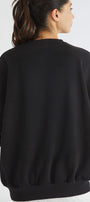 Kadın Oversize Sweatshirt Pembe Kurdele Baskılı Siyah – Bisiklet Yaka, 3 İplik Şardonlu Polar