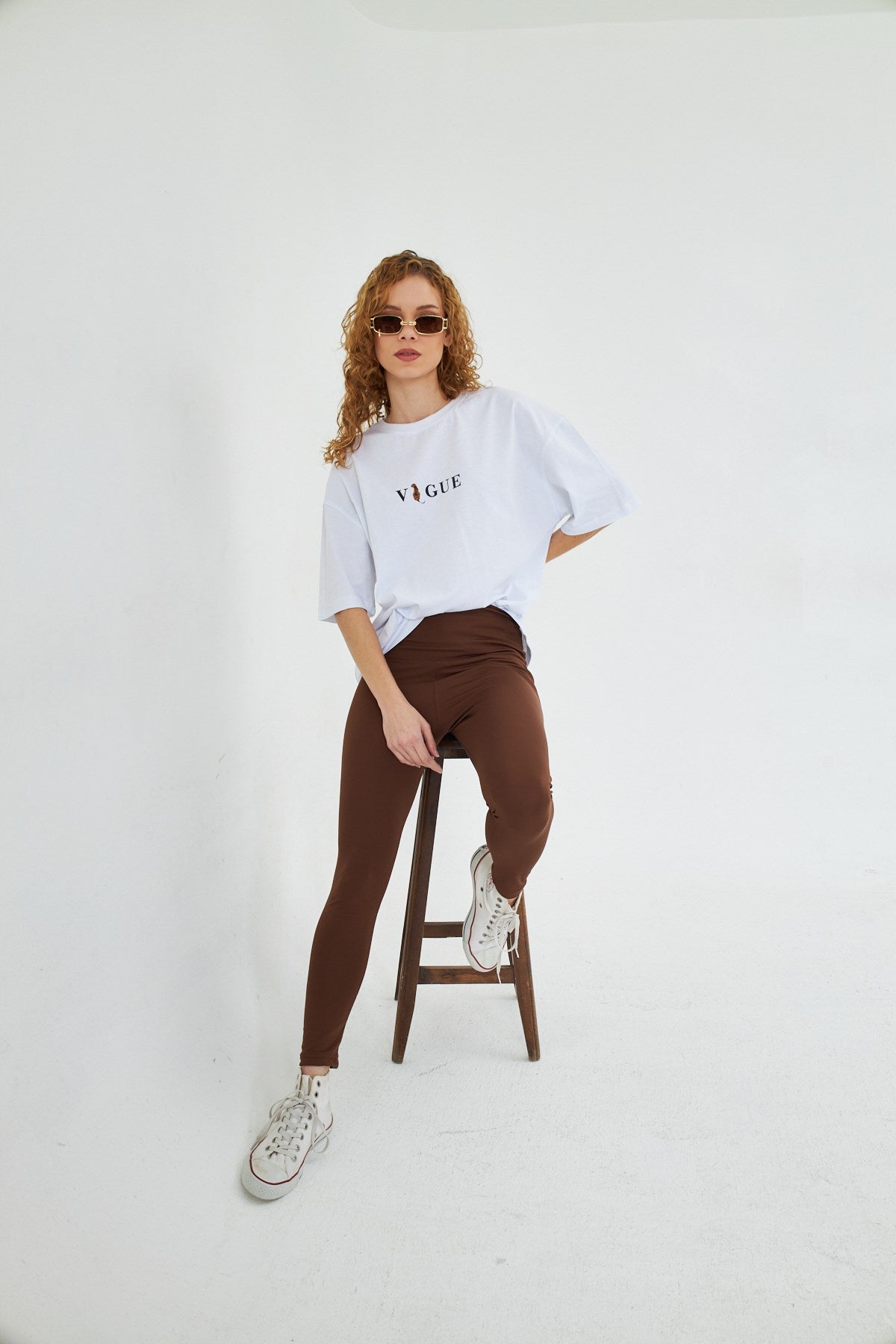 Kadın Vogue  Baskılı %100 Pamuk Oversize Kadın Tişört