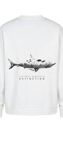 Erkek Oversize Sweatshirt Extinction Baskılı Beyaz – Bisiklet Yaka, 3 İplik Şardonlu Polar