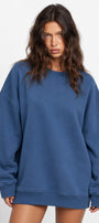Kadın Oversize Sweatshirt Paris 3D Baskılı Marine – Bisiklet Yaka, Kol ve Sırt Baskılı, 3 İplik