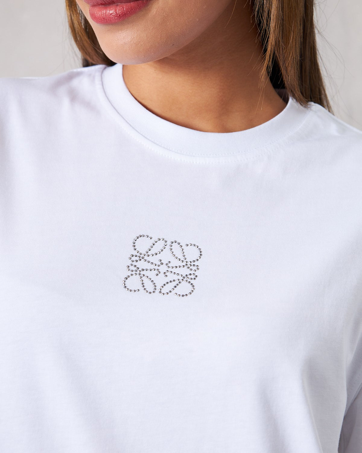 Taş Baskılı Beyaz Kadın T-Shirt