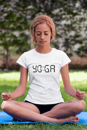 Yoga Yazı Baskılı Beyaz Kadın T-shirt