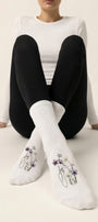 Unisex Beyaz Uzun Çorap Flower Girl - Nefes Alan Pamuklu-Koku Oluşumunu Azaltmaya Yardımcı 6’lI 