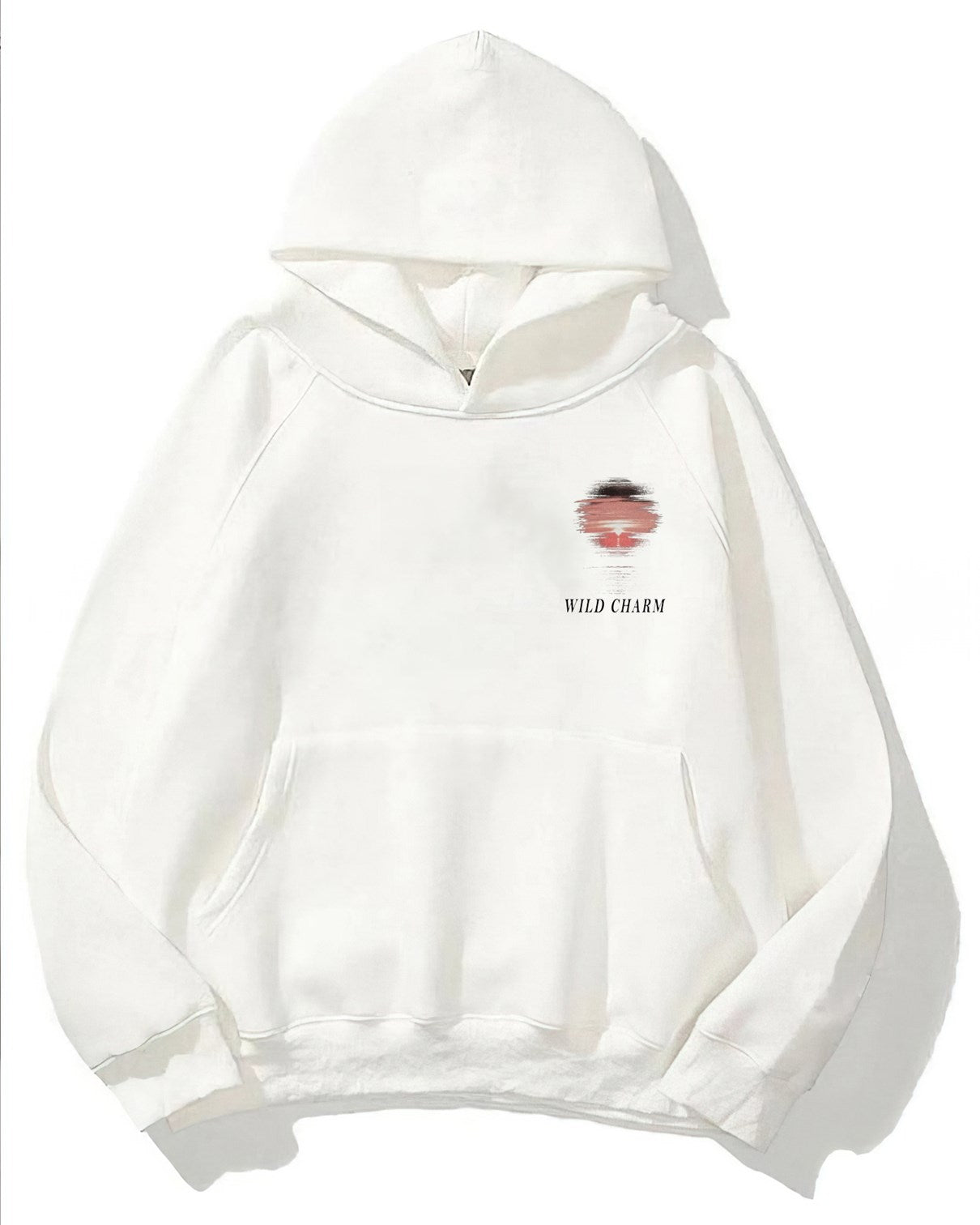Kapüşonlu İçi Polar Wıld Charm Baskılı Beyaz Unisex Hoodie Sweatshirt