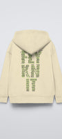Bej Kapüşonlu Collective Yazılı Arka Fly Kn It Yazılı Oversize Çocuk Sweatshirt