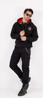 Arka Baskı Detaylı Live Good Life Yazılı Kapüşonlu Bağcıklı Fermuar Kapamalı Oversize Sweatshirt
