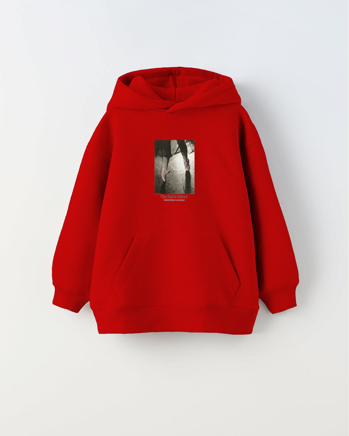 Kapüşonlu İçi Polar The Ballet School Baskılı Kırmızı Unisex Çocuk Hoodie Sweatshirt