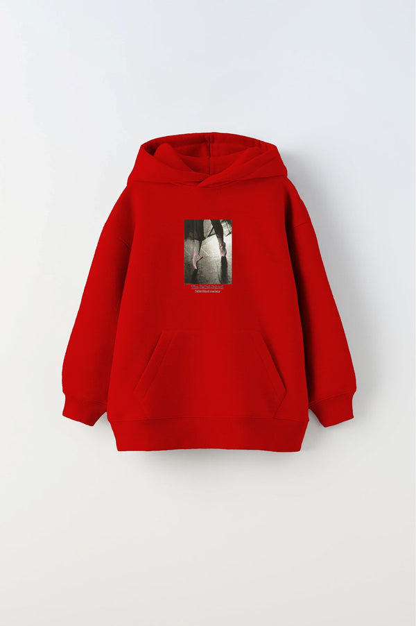 Kapüşonlu İçi Polar The Ballet School Baskılı Kırmızı Unisex Çocuk Hoodie Sweatshirt