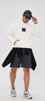 Kapüşonlu İçi Polar Syzygy Yazı Baskılı Beyaz Oversize Hoodie Sweatshirt