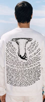 Erkek Oversize Sweatshirt Abyss Baskılı Beyaz – Bisiklet Yaka, 3 İplik Şardonlu Polar