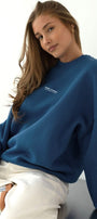 Kadın Oversize Sweatshirt CHMP STUDIOS Marine – Bisiklet Yaka, 3 İplik Şardounlu Polar