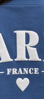 Kadın Oversize Sweatshirt Paris 3D Baskılı Marine – Bisiklet Yaka, Kol ve Sırt Baskılı, 3 İplik