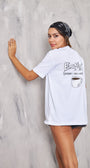 E=mc2 Coffee Milk Energy Kahve Tasarım Baskılı Beyaz Kadın T-shirt