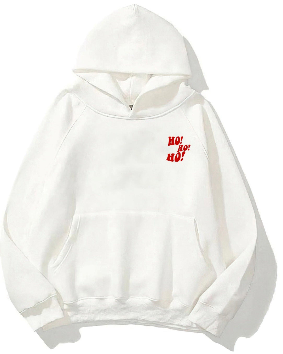 Kapüşonlu İçi Polar Ho! Ho! Ho! Christmas Yazı Baskılı Beyaz Unisex Sweatshirt