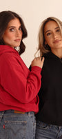 Unisex 2’li Oversize Basic Hoodie Siyah & Kırmızı – Kapüşonlu, Cepli, 3 İplik Şardonlu Polar
