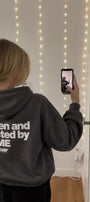 Kadın Oversize Hoodie Written & Directed Baskılı Füme – Kapüşonlu, Sırt Baskılı, 3 İplik