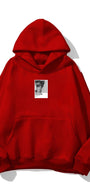 Kapüşonlu İçi Polar David Baskılı Kırmızı Unisex Oversize Hoodie Sweatshirt