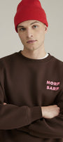Unisex Oversize Sweatshirt Norf Sarf Harita Baskılı Kahverengi – Bisiklet Yaka, 3 İplik Polar