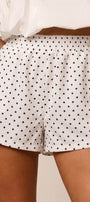 Kadın Şort Polka Muse Puantiyeli Bey – Lastikli Bel, Rahat Kalıp, Günlük Şıklık