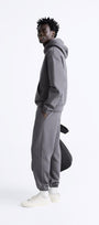 Kapüşonlu İçi Polar Peanuts Yazılı Snoopy Desen Baskılı Füme Oversize Hoodie Sweatshirt