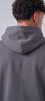 Erkek Oversize Sweatshirt Hoodie Shark Hello Füme – Kapüşonlu, 3 İplik Polar, Kanguru Cepli