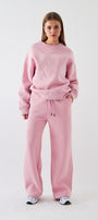 Unisex Oversize Eşofman Takımı Basic Pembe – Bisiklet Yaka, Boru Paça, 3 İplik Şardonlu Polar