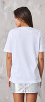 Siyah Taş Baskılı Beyaz Kadın T-Shirt
