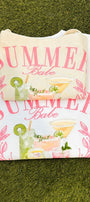 Summer Cocktail Club Baskılı Kadın Oversize Tişört + Bez Çanta Hediyeli Kombin – %100 Pamuk