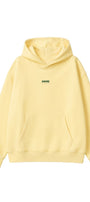 Kadın Oversize Hoodie Amore Baskılı Sarı – Kapüşonlu, Kanguru Cepli, 3 İplik Şardonlu Polar