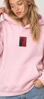 Kadın Oversize Hoodie Noir Cat Baskılı Pembe – Kapüşonlu, Kanguru Cepli, 3 İplik Şardonlu Polar