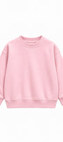Kız Çocuk Oversize Sweatshirt Basic Pembe – Bisiklet yaka, 3 iplik şardonlu polar