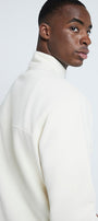 Erkek Ekru Yarım Fermuarlı Sweatshirt 3 İplik Şardonlu Oversize Kesim          ChatGPT’ye sor