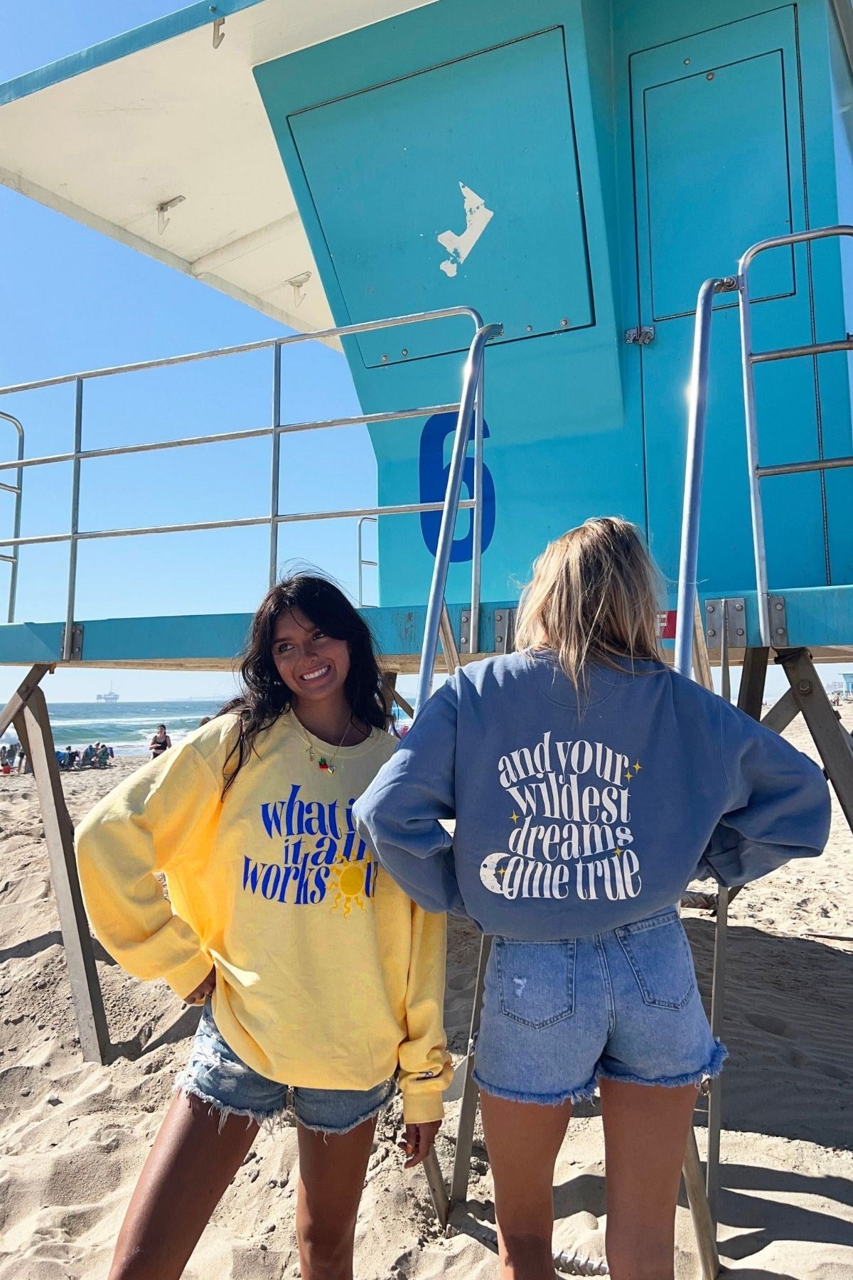 Oversize Unisex Bisiklet Yaka Sweat Sarı – 3 İplik Polar Kumaş, Rahat Kalıp, Wildest Dreams Baskılı