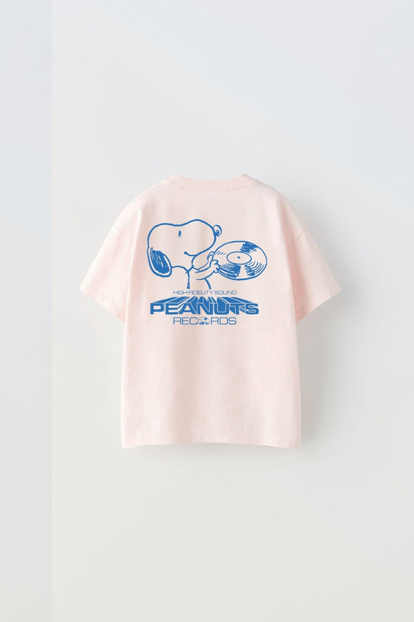 Peanuts Records Baskılı Pembe Çocuk T-shirt