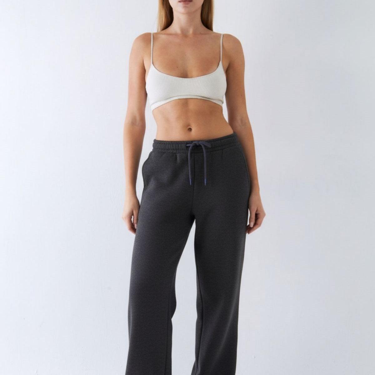 Oversize Unisex Eşofman Altı Füme Melanj – 3 İplik Şardonlu, Bol Paça, Cepli, Modern Rahat Kesim