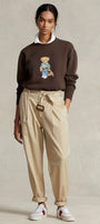 Kadın Oversize Sweatshirt Weekend Bear Baskılı Kahverengi – Bisiklet Yaka, 3 İplik Şardonlu