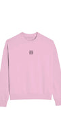 Pembe Unisex Loewe Yüksek Baskı Bisiklet Yaka Oversize Sweatshirt