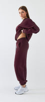 Unisex Oversize Eşofman Takımı Basic Bordo – Bisiklet Yaka, Lastikli Paça, 3 İplik Şardonlu Polar
