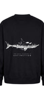 Erkek Oversize Sweatshirt Extinction Baskılı Siyah – Bisiklet Yaka, 3 İplik Şardonlu Polar