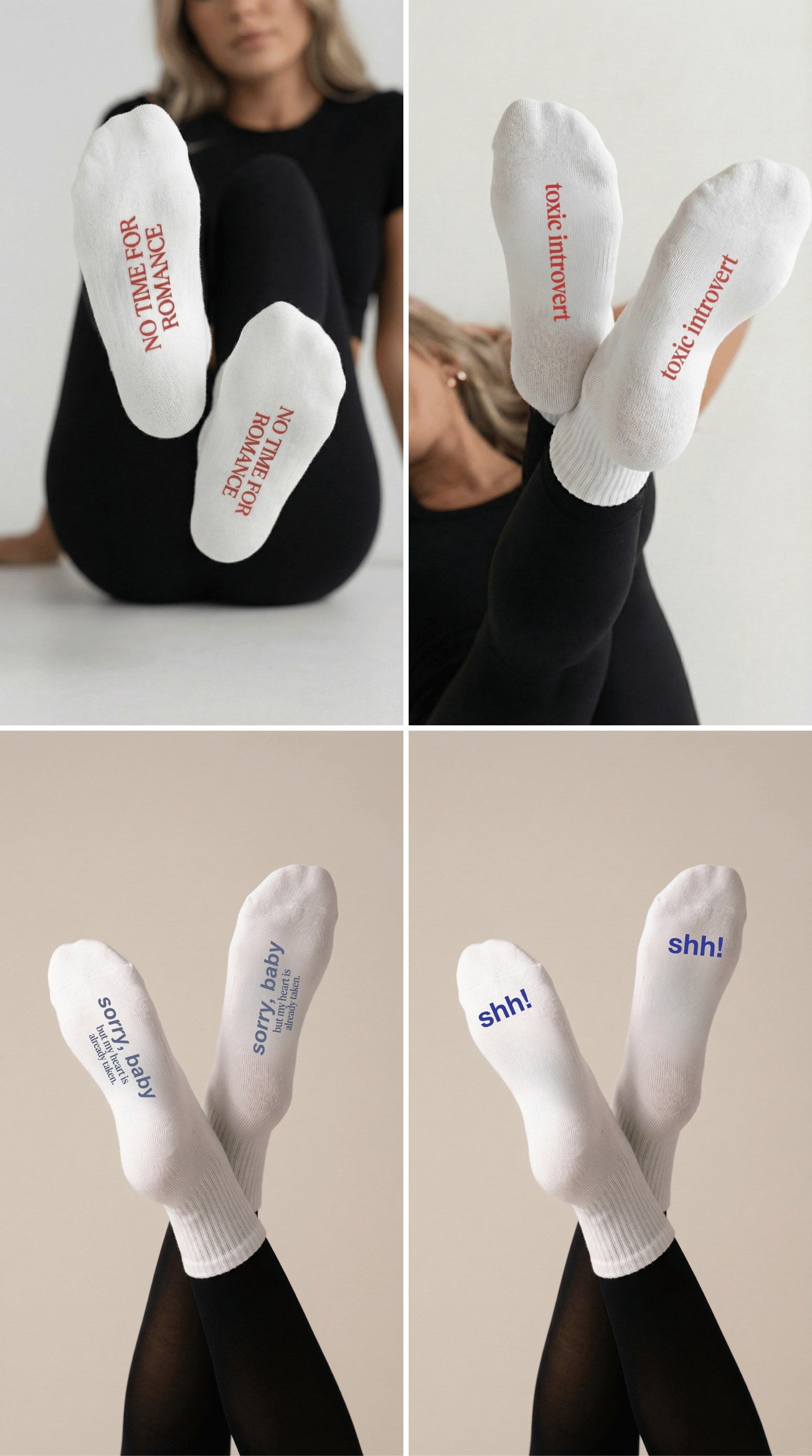 Unisex Beyaz Uzun Çorap Quiet Club - Nefes Alan Pamuklu-Koku Oluşumunu Azaltmaya Yardımcı 4’lü Paket