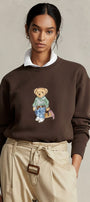 Kadın Oversize Sweatshirt Weekend Bear Baskılı Kahverengi – Bisiklet Yaka, 3 İplik Şardonlu