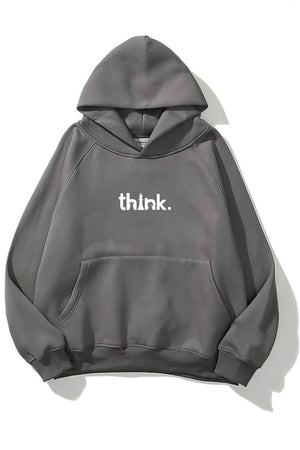 Kapüşonlu İçi Polar Satranç Think Baskılı Füme Unisex Oversize Hoodie Sweatshirt