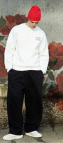 Unisex Oversize Sweatshirt Norf Sarf Harita Baskılı Beyaz – Bisiklet Yaka, 3 İplik Şardonlu Polar