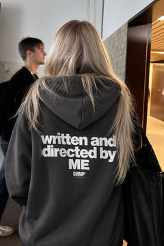 Kadın Oversize Hoodie Written & Directed Baskılı Füme – Kapüşonlu, Sırt Baskılı, 3 İplik
