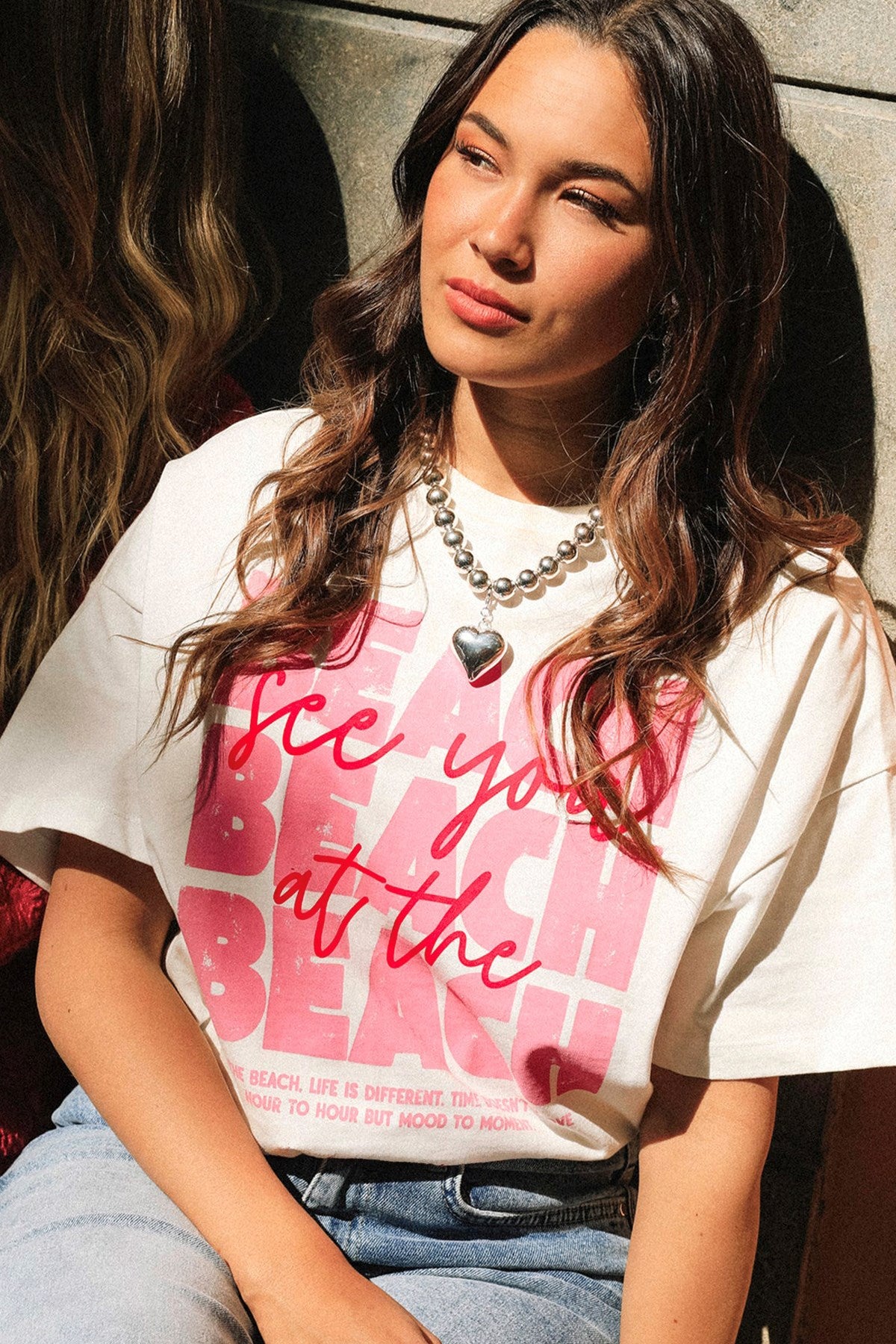 Kadın Oversize Tişört See You Baskılı Beyaz – Bisiklet Yaka, %100 Pamuk Compact Süprem 24/1