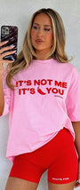 White Fox Pembe Kadın Its Not Me Its You Yazılı Bisiklet Yaka T-shirt